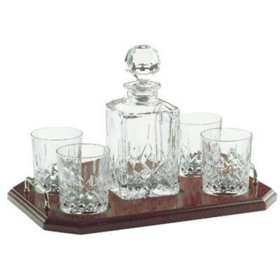 Engraving Galway Crystal Decanters & Sets | Engraved Longford Square Decanter Tray Set