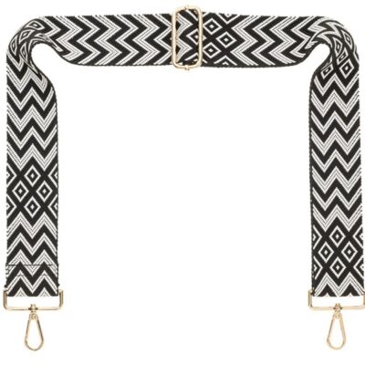 Handbags Galway Irish Crystal Autumn/Winter 2023 Collection | Black & White Chevron Camera Strap – Gold Hardware