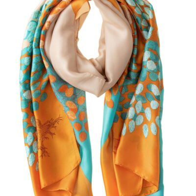 Accessories Galway Irish Crystal Polyester Scarves | Orange & Turquoise Polyester Scarf