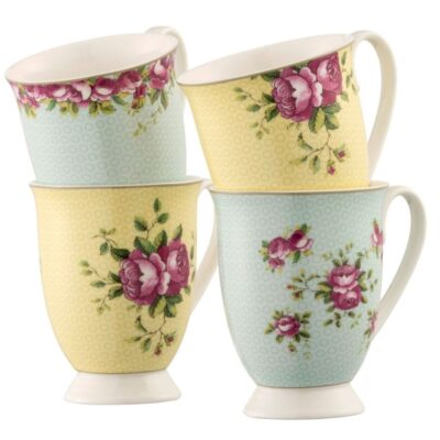 Belleek Galway Irish Crystal  | Archive Rose Footed Mug Set Of 4