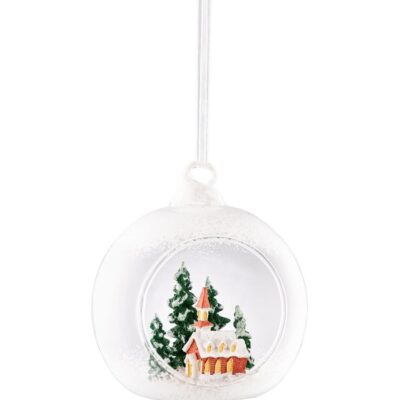 Christmas Galway Crystal  | Church Scene Hanging Bauble