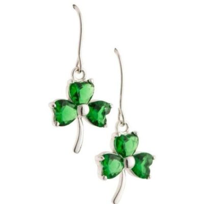 Jewellery Galway Irish Crystal Earrings | Shamrock Green Crystal Sterling Silver Earrings