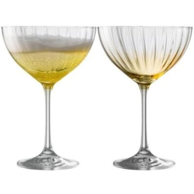 Glassware Galway Crystal Cocktail Glasses | Erne Saucer Champagne Glass Pair Amber