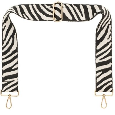 Handbags Galway Irish Crystal Autumn/Winter 2023 Collection | Black & White Zebra Camera Strap – Gold Hardware