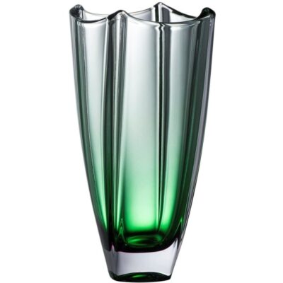 Engraving Galway Crystal Vases | Engraved Emerald Dune 10″ Square Vase