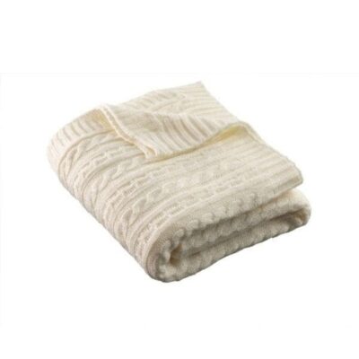 Homeware Galway Irish Crystal Throws | Aran Knit Throw – Soft White