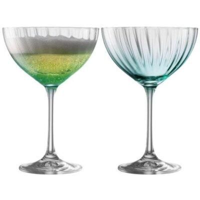 Glassware Galway Crystal Champagne Glasses | Erne Saucer Champagne Glass Pair Aqua