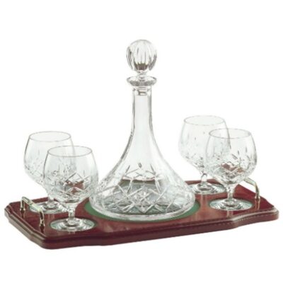 Glassware Galway Crystal Decanter Sets & Carafes | Longford Miniature Brandy Decanter Tray Set