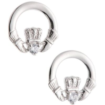 Jewellery Galway Crystal Earrings | Crystal Claddagh Sterling Silver Earrings