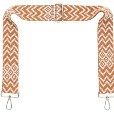 Handbags Galway Irish Crystal Autumn/Winter 2023 Collection | Tan & White Chevron Camera Strap – Silver Hardware