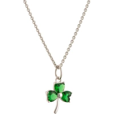 Jewellery Galway Irish Crystal Pendants | Shamrock Green Crystal Sterling Silver Pendant