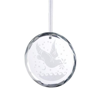 Christmas Galway Crystal  | Dove Round Hanging Ornament