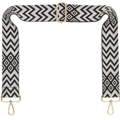 Handbags Galway Irish Crystal Straps | Black & White Chevron Camera Strap – Gold Hardware