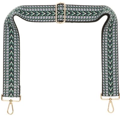 Handbags Galway Irish Crystal Straps | Black Green White Chevron Camera Strap – Gold Hardware