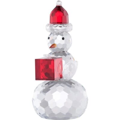 Christmas Galway Crystal  | Gem Snowman With Red Hat & Box