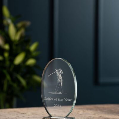 Engraving Galway Irish Crystal Trophies | Engraved Small Oval Trophy