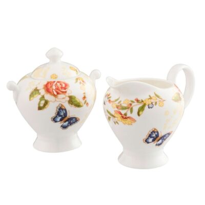 Belleek Galway Irish Crystal  | Aynsley Cottage Garden Cream And Sugar