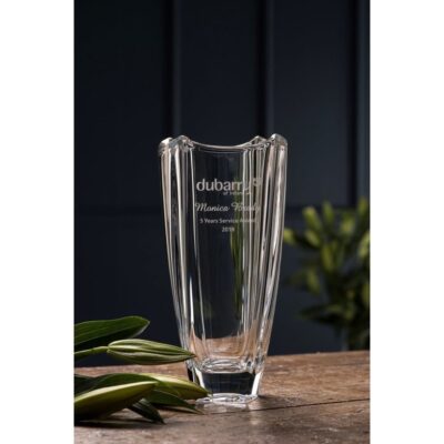 Engraving Galway Crystal Vases | Engraved Dune 10″ Square Vase