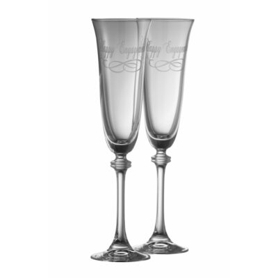 Engraving Galway Crystal Glassware | Happy Engagement Liberty Flute Glass Pair