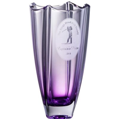 Engraving Galway Crystal Vases | Engraved Amethyst Dune 10″ Square Vase