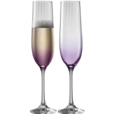 Glassware Galway Crystal Champagne Glasses | Erne Champagne Flute Glass Pair Amethyst