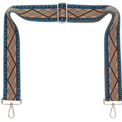 Handbags Galway Irish Crystal Straps | Blue Navy Tan Aztec Camera Strap – Silver Hardware