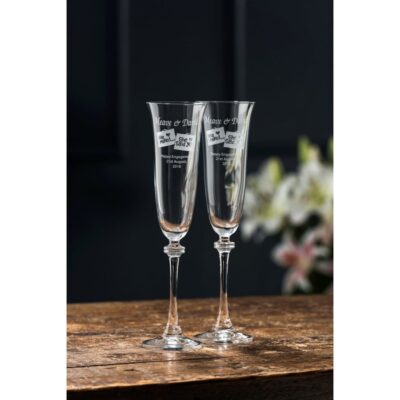 Engraving Galway Crystal Glassware | Engraved Liberty Flute Glass Pair