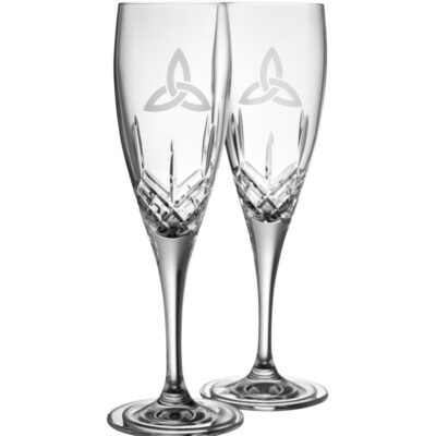 Glassware Galway Crystal Champagne Glasses | Trinity Knot Flute Glass Pair