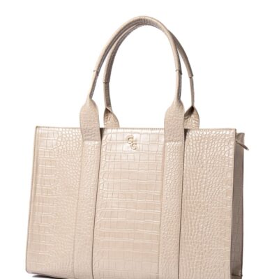 Handbags Galway Irish Crystal Autumn/Winter 2023 Collection | Xl Tote Light Taupe Croc Detail