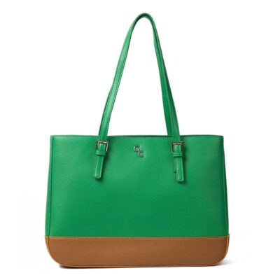 Handbags Galway Irish Crystal Large Tote Bags | Two Tone Large Tote – Green & Tan