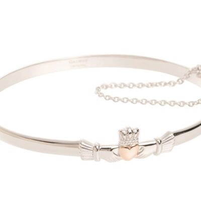 Jewellery Galway Irish Crystal Bangles | Claddagh Silver & Rose Gold Bangle