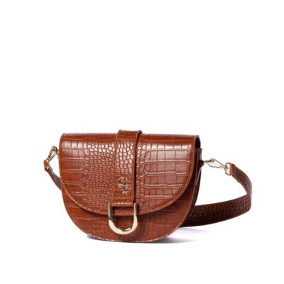 Handbags Galway Irish Crystal Autumn/Winter 2023 Collection | Saddle Bag Tan Croc Detail