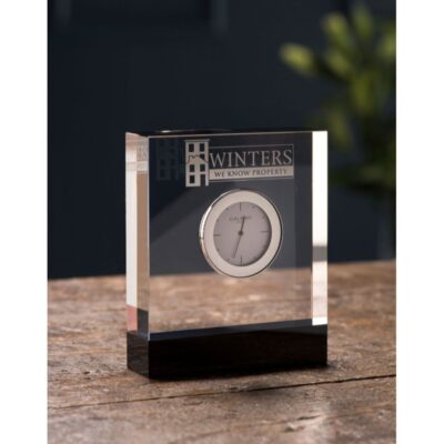 Engraving Galway Crystal Clocks | Deco Rectangular Clock 4.5″ Engraved