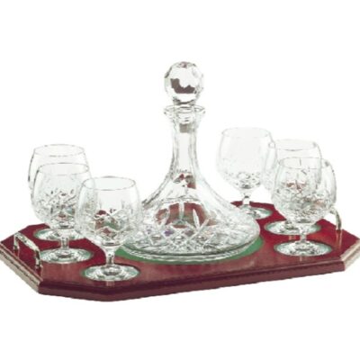 Engraving Galway Crystal Glassware | Engraved Longford Brandy Decanter Tray Set