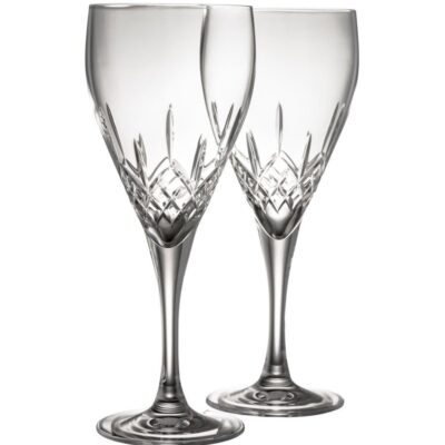 Engraving Galway Crystal Glassware | Engraved Longford White Wine Glass Pair