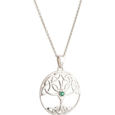 Jewellery Galway Irish Crystal Pendants | Tree Of Life Green Crystal Sterling Silver Pendant