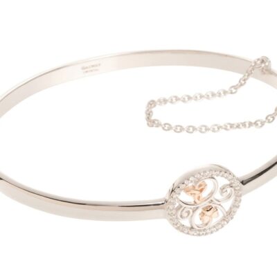 Jewellery Galway Irish Crystal Bangles | Trinity Knots & Shamrocks Rose Gold & Silver Bangle