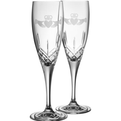 Glassware Galway Crystal Champagne Glasses | Claddagh Flute Glass Pair