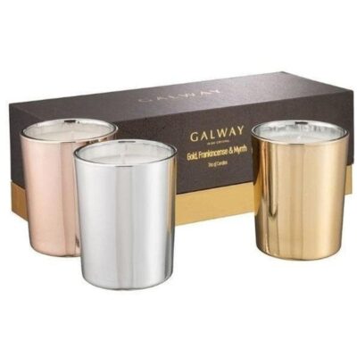 Christmas Galway Crystal  | Gold Frankincense & Myrrh Candle Trio