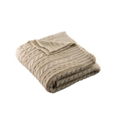 Homeware Galway Irish Crystal Throws | Aran Knit Throw – Warm Grey